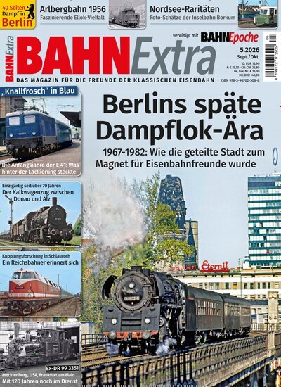 Titelbild der Ausgabe 5/2026 von Bahn Extra. Diese Zeitschrift und viele weitere Reisemagazine, Freizeitmagazine und Wissensmagazine als Abo oder epaper bei United Kiosk online kaufen.