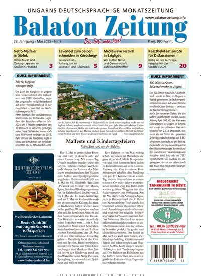 Titelbild der Ausgabe 5/2025 von Balaton Zeitung. Diese Zeitschrift und viele weitere Zeitungsabos als Abo oder epaper bei United Kiosk online kaufen.