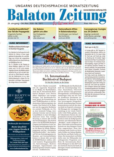 Titelbild der Ausgabe 10/2026 von Balaton Zeitung. Diese Zeitschrift und viele weitere Zeitungsabos als Abo oder epaper bei United Kiosk online kaufen.