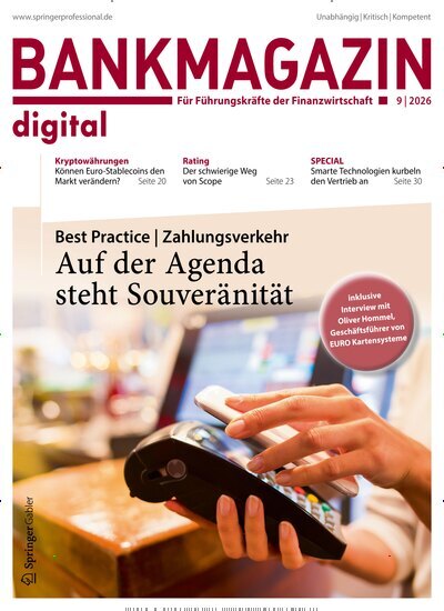 Titelbild der Ausgabe 9/2026 von Bankmagazin. Diese Zeitschrift und viele weitere Businessmagazine als Abo oder epaper bei United Kiosk online kaufen.