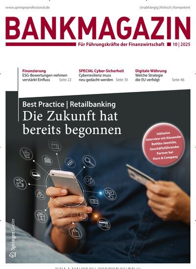 Titelbild der Ausgabe 10/2025 von Bankmagazin. Diese Zeitschrift und viele weitere Businessmagazine als Abo oder epaper bei United Kiosk online kaufen.