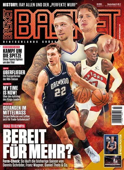Titelbild der Ausgabe 3/2024 von Basket. Diese Zeitschrift und viele weitere Sportmagazine als Abo oder epaper bei United Kiosk online kaufen.