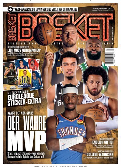 Titelbild der Ausgabe 4/2026 von Basket. Diese Zeitschrift und viele weitere Sportmagazine als Abo oder epaper bei United Kiosk online kaufen.