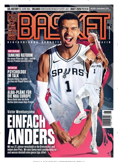 Titelbild der Ausgabe 6/2026 von Basket. Diese Zeitschrift und viele weitere Sportmagazine als Abo oder epaper bei United Kiosk online kaufen.