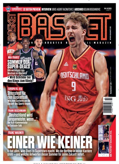 Titelbild der Ausgabe 10/2025 von Basket. Diese Zeitschrift und viele weitere Sportmagazine als Abo oder epaper bei United Kiosk online kaufen.