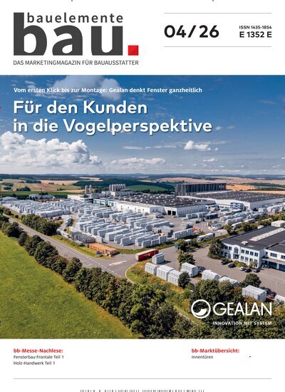 Titelbild der Ausgabe 4/2026 von Bauelemente Bau. Diese Zeitschrift und viele weitere Architekturzeitschriften und Bauzeitschriften als Abo oder epaper bei United Kiosk online kaufen.
