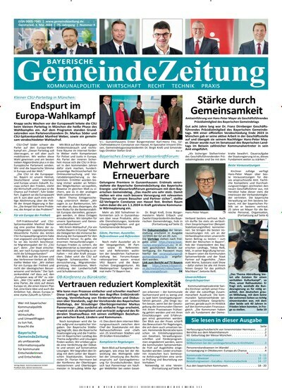 Titelbild der Ausgabe 9/2024 von Bayerische Gemeindezeitung. Diese Zeitschrift und viele weitere Wirtschaftsmagazine und Politikmagazine als Abo oder epaper bei United Kiosk online kaufen.