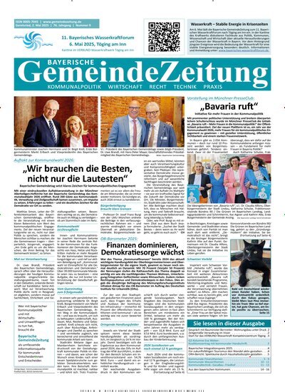 Titelbild der Ausgabe 9/2025 von Bayerische Gemeindezeitung. Diese Zeitschrift und viele weitere Wirtschaftsmagazine und Politikmagazine als Abo oder epaper bei United Kiosk online kaufen.