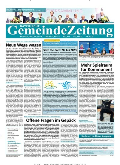 Titelbild der Ausgabe 11/2023 von Bayerische Gemeindezeitung. Diese Zeitschrift und viele weitere Wirtschaftsmagazine und Politikmagazine als Abo oder epaper bei United Kiosk online kaufen.