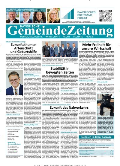 Titelbild der Ausgabe 16/2025 von Bayerische Gemeindezeitung. Diese Zeitschrift und viele weitere Wirtschaftsmagazine und Politikmagazine als Abo oder epaper bei United Kiosk online kaufen.