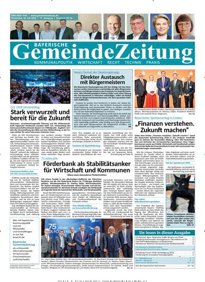 Titelbild der Ausgabe 16/2026 von Bayerische Gemeindezeitung. Diese Zeitschrift und viele weitere Wirtschaftsmagazine und Politikmagazine als Abo oder epaper bei United Kiosk online kaufen.