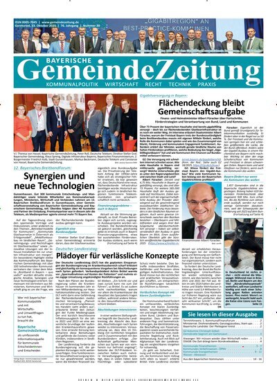 Titelbild der Ausgabe 20/2025 von Bayerische Gemeindezeitung. Diese Zeitschrift und viele weitere Wirtschaftsmagazine und Politikmagazine als Abo oder epaper bei United Kiosk online kaufen.