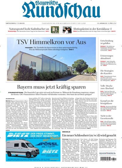 Titelbild der Ausgabe 113/2025 von Bayerische Rundschau. Diese Zeitschrift und viele weitere Zeitungsabos als Abo oder epaper bei United Kiosk online kaufen.