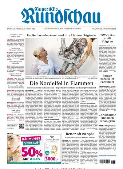 Titelbild der Ausgabe 187/2026 von Bayerische Rundschau. Diese Zeitschrift und viele weitere Zeitungsabos als Abo oder epaper bei United Kiosk online kaufen.