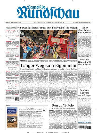 Titelbild der Ausgabe 212/2026 von Bayerische Rundschau. Diese Zeitschrift und viele weitere Zeitungsabos als Abo oder epaper bei United Kiosk online kaufen.