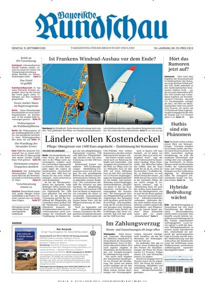 Titelbild der Ausgabe 213/2026 von Bayerische Rundschau. Diese Zeitschrift und viele weitere Zeitungsabos als Abo oder epaper bei United Kiosk online kaufen.