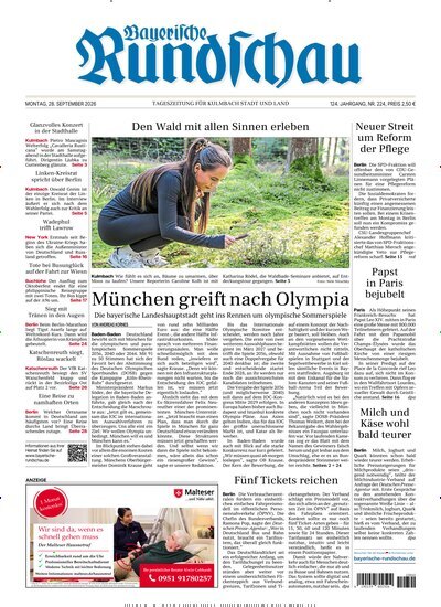 Titelbild der Ausgabe 224/2026 von Bayerische Rundschau. Diese Zeitschrift und viele weitere Zeitungsabos als Abo oder epaper bei United Kiosk online kaufen.