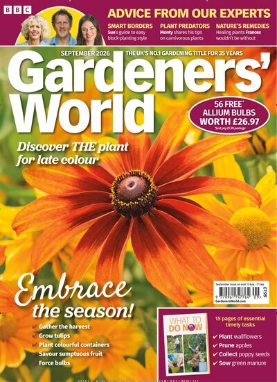 Titelbild der Ausgabe 9/2026 von BBC Gardeners World UK. Diese Zeitschrift und viele weitere Gartenzeitschriften und Wohnzeitschriften als Abo oder epaper bei United Kiosk online kaufen.