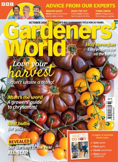 Titelbild der Ausgabe 10/2026 von BBC Gardeners World UK. Diese Zeitschrift und viele weitere Gartenzeitschriften und Wohnzeitschriften als Abo oder epaper bei United Kiosk online kaufen.