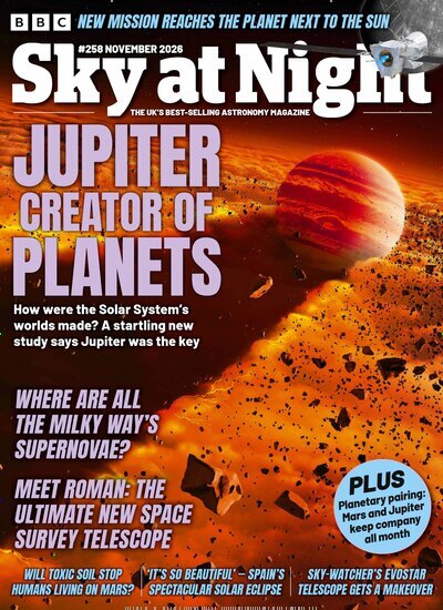 Titelbild der Ausgabe 11/2026 von BBC Sky at night. Diese Zeitschrift und viele weitere Reisemagazine, Freizeitmagazine und Wissensmagazine als Abo oder epaper bei United Kiosk online kaufen.