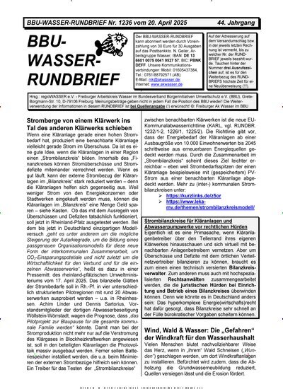 Titelbild der Ausgabe 236/2025 von BBU-Wasser Rundbrief. Diese Zeitschrift und viele weitere Naturzeitschriften, Landwirtschaftszeitungen und Umweltmagazine als Abo oder epaper bei United Kiosk online kaufen.