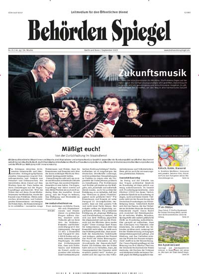 Titelbild der Ausgabe 9/2025 von Behörden Spiegel. Diese Zeitschrift und viele weitere Jurazeitschriften und Zeitschriften für Verwaltung als Abo oder epaper bei United Kiosk online kaufen.