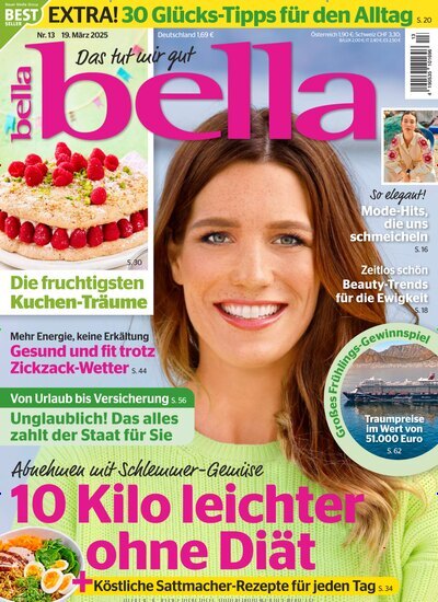 Titelbild der Ausgabe 13/2025 von bella. Diese Zeitschrift und viele weitere Frauenzeitschriften als Abo oder epaper bei United Kiosk online kaufen.