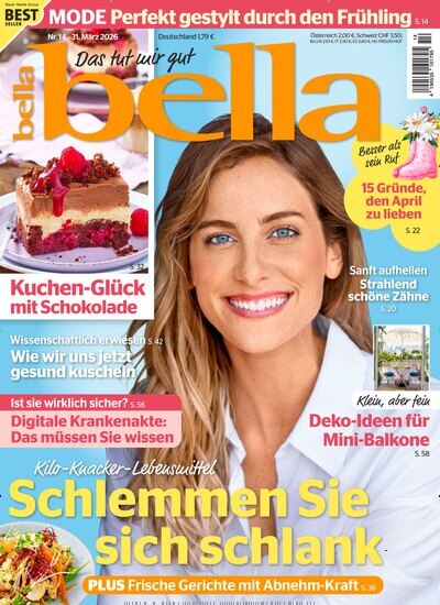 Titelbild der Ausgabe 14/2026 von bella. Diese Zeitschrift und viele weitere Frauenzeitschriften als Abo oder epaper bei United Kiosk online kaufen.