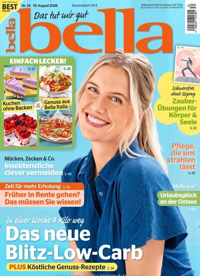 Titelbild der Ausgabe 34/2026 von bella. Diese Zeitschrift und viele weitere Frauenzeitschriften als Abo oder epaper bei United Kiosk online kaufen.