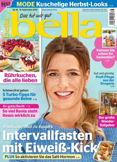 Titelbild der Ausgabe 38/2026 von bella. Diese Zeitschrift und viele weitere Frauenzeitschriften als Abo oder epaper bei United Kiosk online kaufen.