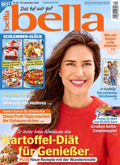 Titelbild der Ausgabe 40/2026 von bella. Diese Zeitschrift und viele weitere Frauenzeitschriften als Abo oder epaper bei United Kiosk online kaufen.