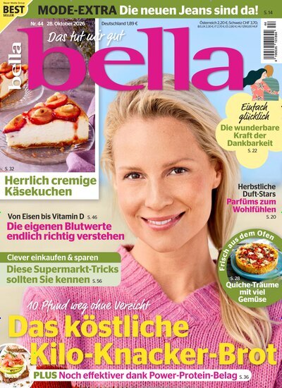 Titelbild der Ausgabe 44/2026 von bella. Diese Zeitschrift und viele weitere Frauenzeitschriften als Abo oder epaper bei United Kiosk online kaufen.
