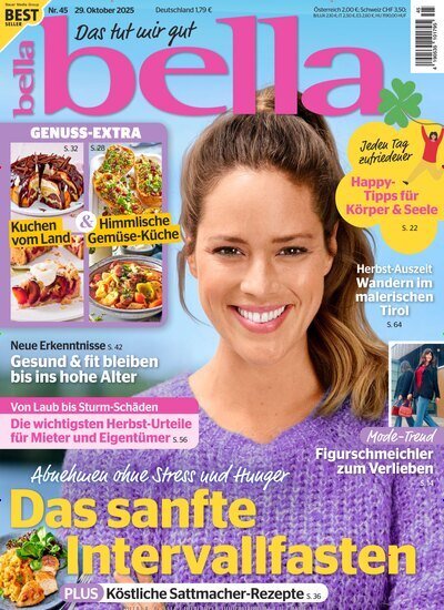 Titelbild der Ausgabe 45/2025 von bella. Diese Zeitschrift und viele weitere Frauenzeitschriften als Abo oder epaper bei United Kiosk online kaufen.