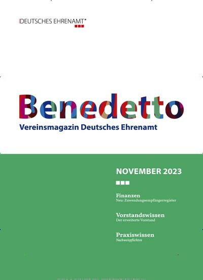Titelbild der Ausgabe 11/2023 von Benedetto. Diese Zeitschrift und viele weitere Businessmagazine als Abo oder epaper bei United Kiosk online kaufen.
