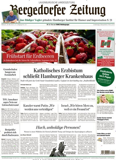 Titelbild der Ausgabe 123/2025 von Bergedorfer Zeitung. Diese Zeitschrift und viele weitere Zeitungsabos als Abo oder epaper bei United Kiosk online kaufen.