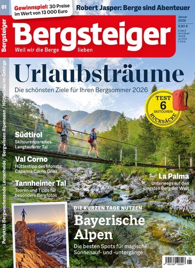 Titelbild der Ausgabe 1/2026 von Bergsteiger - Das Tourenmagazin. Diese Zeitschrift und viele weitere Sportmagazine als Abo oder epaper bei United Kiosk online kaufen.