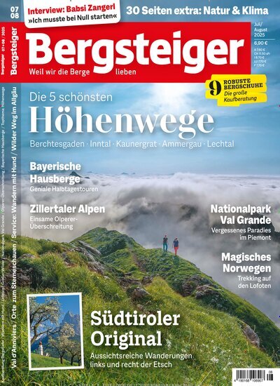 Titelbild der Ausgabe 8/2025 von Bergsteiger - Das Tourenmagazin. Diese Zeitschrift und viele weitere Sportmagazine als Abo oder epaper bei United Kiosk online kaufen.
