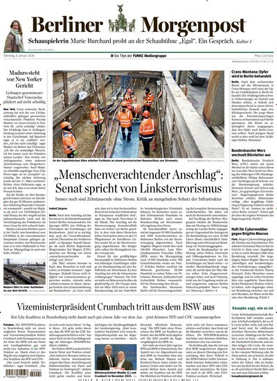 Titelbild der Ausgabe 5/2026 von Berliner Morgenpost. Diese Zeitschrift und viele weitere Zeitungsabos als Abo oder epaper bei United Kiosk online kaufen.