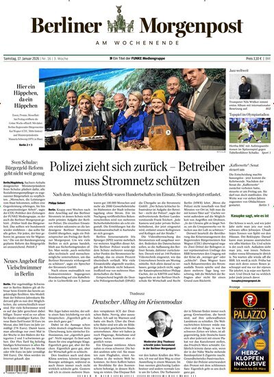 Titelbild der Ausgabe 16/2026 von Berliner Morgenpost. Diese Zeitschrift und viele weitere Zeitungsabos als Abo oder epaper bei United Kiosk online kaufen.