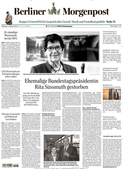 Titelbild der Ausgabe 32/2026 von Berliner Morgenpost. Diese Zeitschrift und viele weitere Zeitungsabos als Abo oder epaper bei United Kiosk online kaufen.