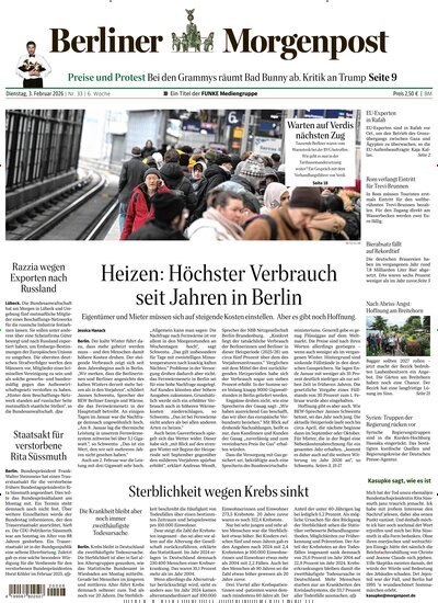 Titelbild der Ausgabe 33/2026 von Berliner Morgenpost. Diese Zeitschrift und viele weitere Zeitungsabos als Abo oder epaper bei United Kiosk online kaufen.