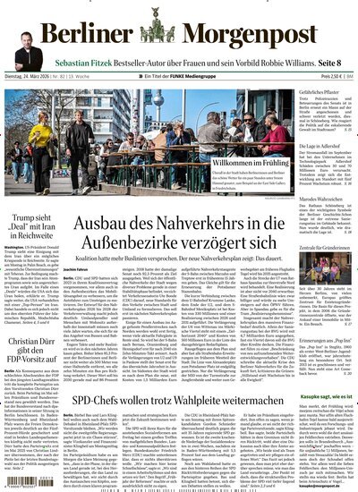 Titelbild der Ausgabe 82/2026 von Berliner Morgenpost. Diese Zeitschrift und viele weitere Zeitungsabos als Abo oder epaper bei United Kiosk online kaufen.