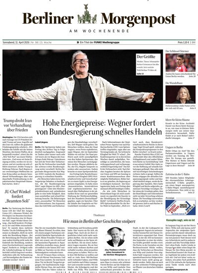 Titelbild der Ausgabe 98/2026 von Berliner Morgenpost. Diese Zeitschrift und viele weitere Zeitungsabos als Abo oder epaper bei United Kiosk online kaufen.