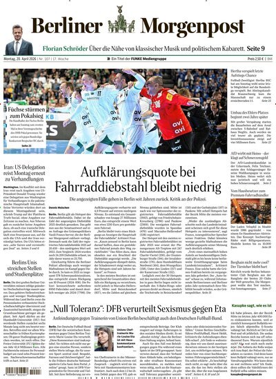 Titelbild der Ausgabe 107/2026 von Berliner Morgenpost. Diese Zeitschrift und viele weitere Zeitungsabos als Abo oder epaper bei United Kiosk online kaufen.