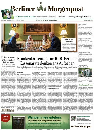 Titelbild der Ausgabe 116/2026 von Berliner Morgenpost. Diese Zeitschrift und viele weitere Zeitungsabos als Abo oder epaper bei United Kiosk online kaufen.