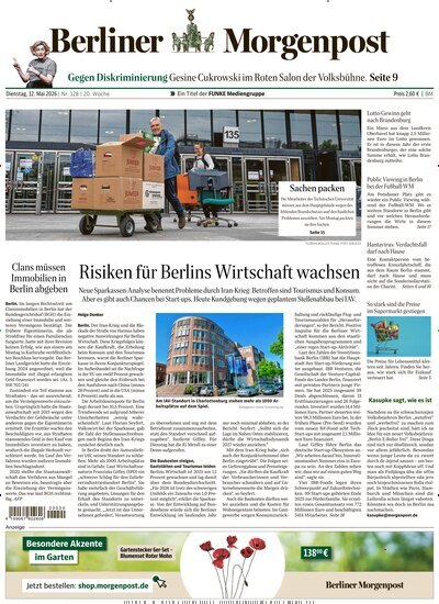 Titelbild der Ausgabe 128/2026 von Berliner Morgenpost. Diese Zeitschrift und viele weitere Zeitungsabos als Abo oder epaper bei United Kiosk online kaufen.