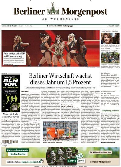 Titelbild der Ausgabe 131/2026 von Berliner Morgenpost. Diese Zeitschrift und viele weitere Zeitungsabos als Abo oder epaper bei United Kiosk online kaufen.