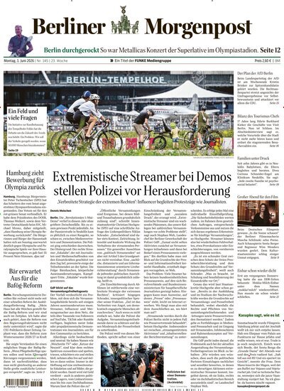Titelbild der Ausgabe 146/2026 von Berliner Morgenpost. Diese Zeitschrift und viele weitere Zeitungsabos als Abo oder epaper bei United Kiosk online kaufen.