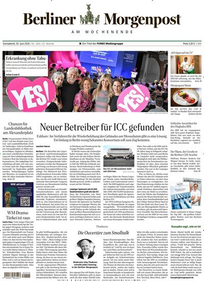 Titelbild der Ausgabe 165/2026 von Berliner Morgenpost. Diese Zeitschrift und viele weitere Zeitungsabos als Abo oder epaper bei United Kiosk online kaufen.