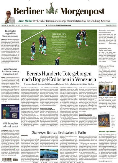 Titelbild der Ausgabe 171/2026 von Berliner Morgenpost. Diese Zeitschrift und viele weitere Zeitungsabos als Abo oder epaper bei United Kiosk online kaufen.